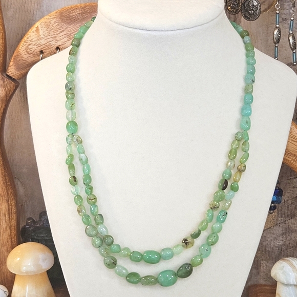 Jay King 925 Green Chalcedony Oval Bead Necklace 18\